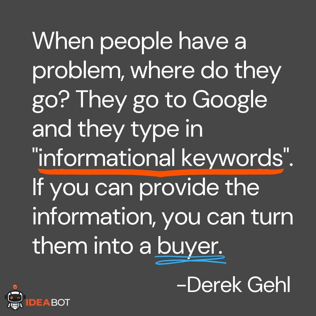 DG-Keywords101-Quote Derek Gehl's quote about informational keywords for Keywords Research